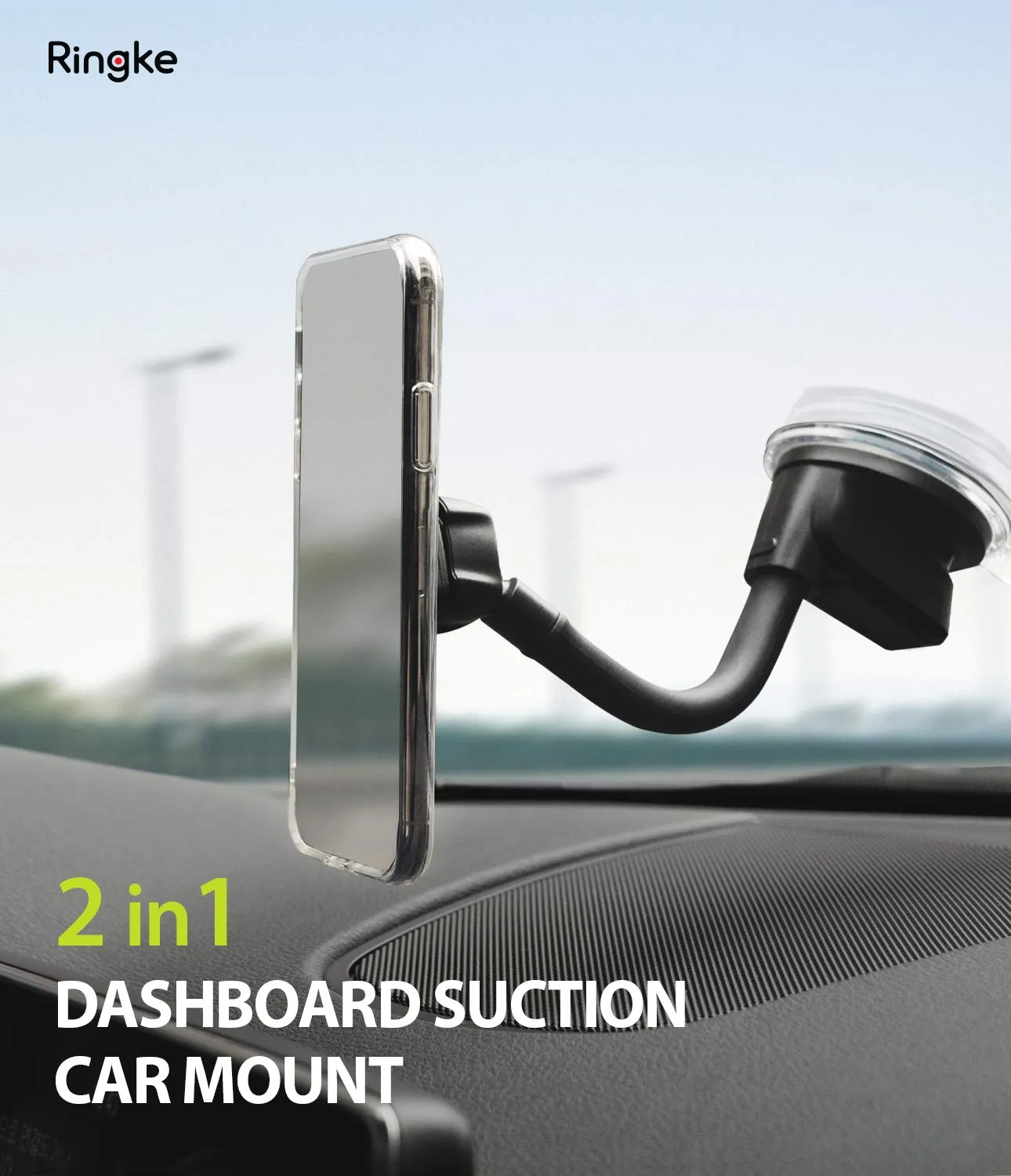 Dashboard Suction 2 in 1 Clamp &Magnetic Car Mount (New square head)