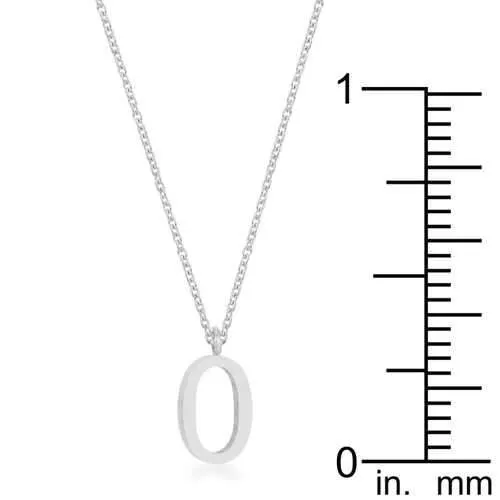 Elaina Rhodium Stainless Steel O Initial Necklace