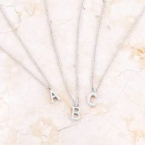 Elaina Rhodium Stainless Steel O Initial Necklace