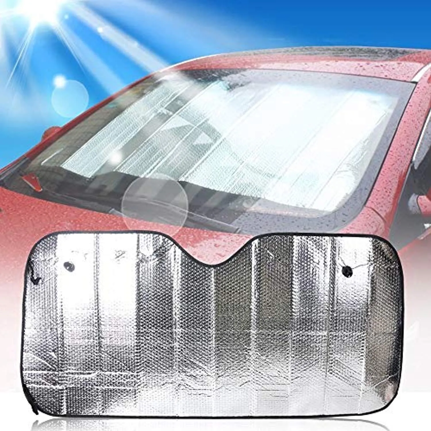 Electomania Front Foldable Car SunshaderCar Windscreen Sun Shade Heat Windshield Visor Front