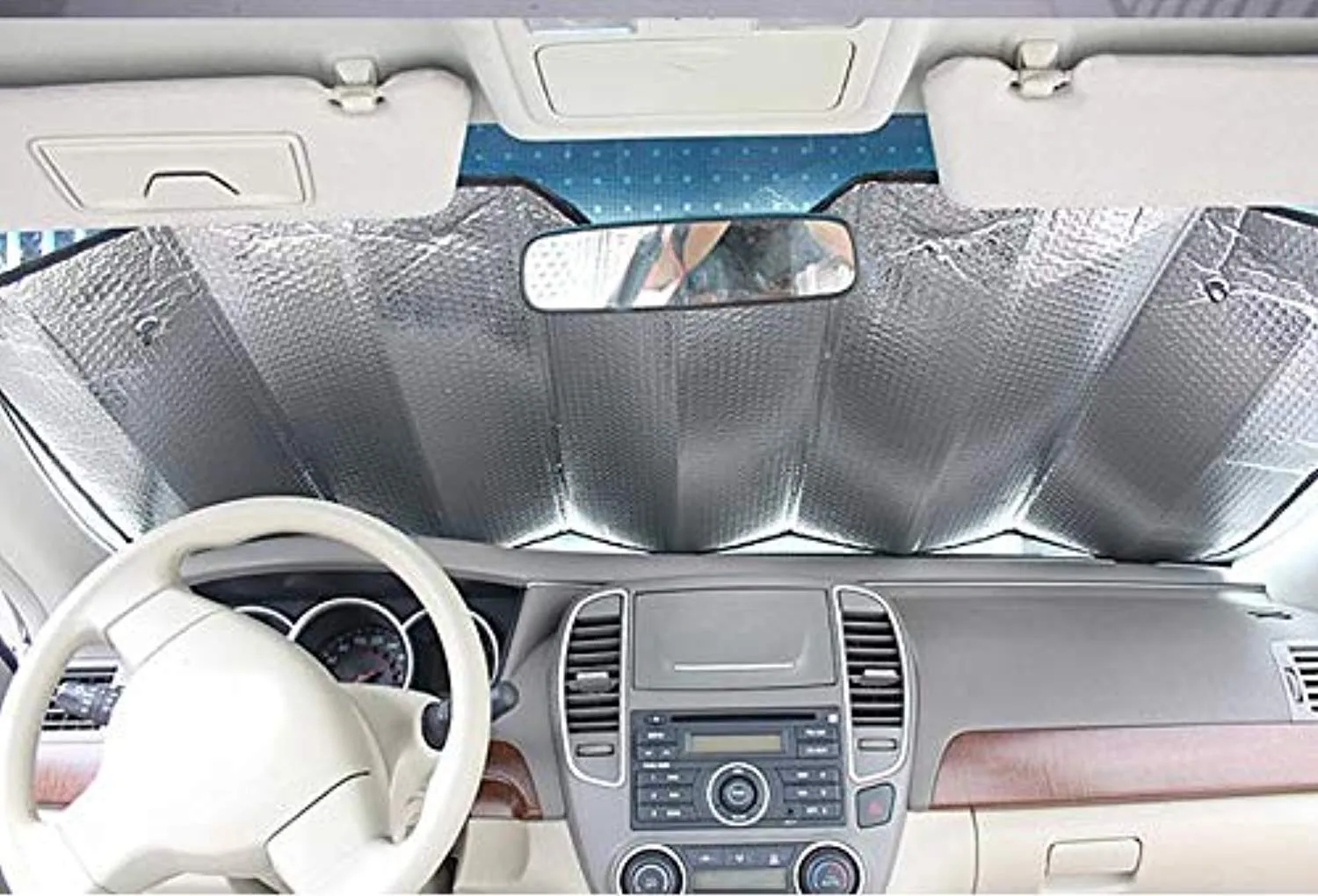 Electomania Front Foldable Car SunshaderCar Windscreen Sun Shade Heat Windshield Visor Front