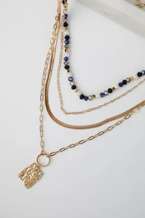 Elena Blue Layered Chain Necklace