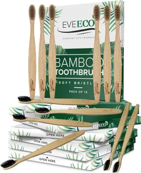 EveEco 12 Count I Bamboo Toothbrush I Soft Bristles