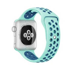 For Apple Watch Ultra 49mm&Watch Ultra 2 49mm / Series 10 46mm / 9&8&7 45mm / SE 3&SE 2&6&SE&5&4 44mm / 3&2&1 42mm Fashionable Classical Silicone Sport Watch Band(Green Blue)