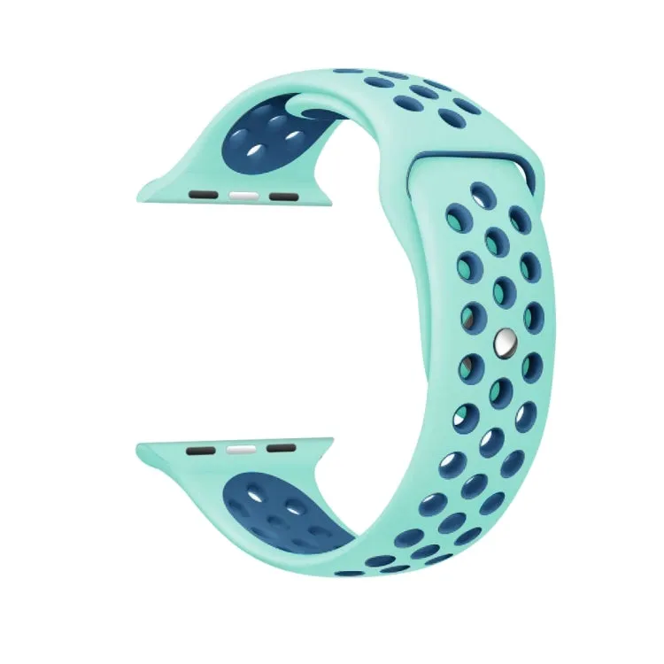 For Apple Watch Ultra 49mm&Watch Ultra 2 49mm / Series 10 46mm / 9&8&7 45mm / SE 3&SE 2&6&SE&5&4 44mm / 3&2&1 42mm Fashionable Classical Silicone Sport Watch Band(Green Blue)