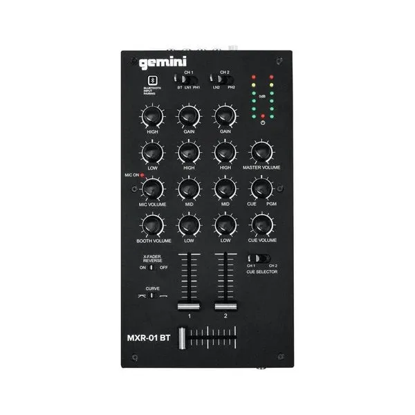 Gemini Audio MXR-01BT 2-Channel Professional DJ Mixer With Bluetooth Input