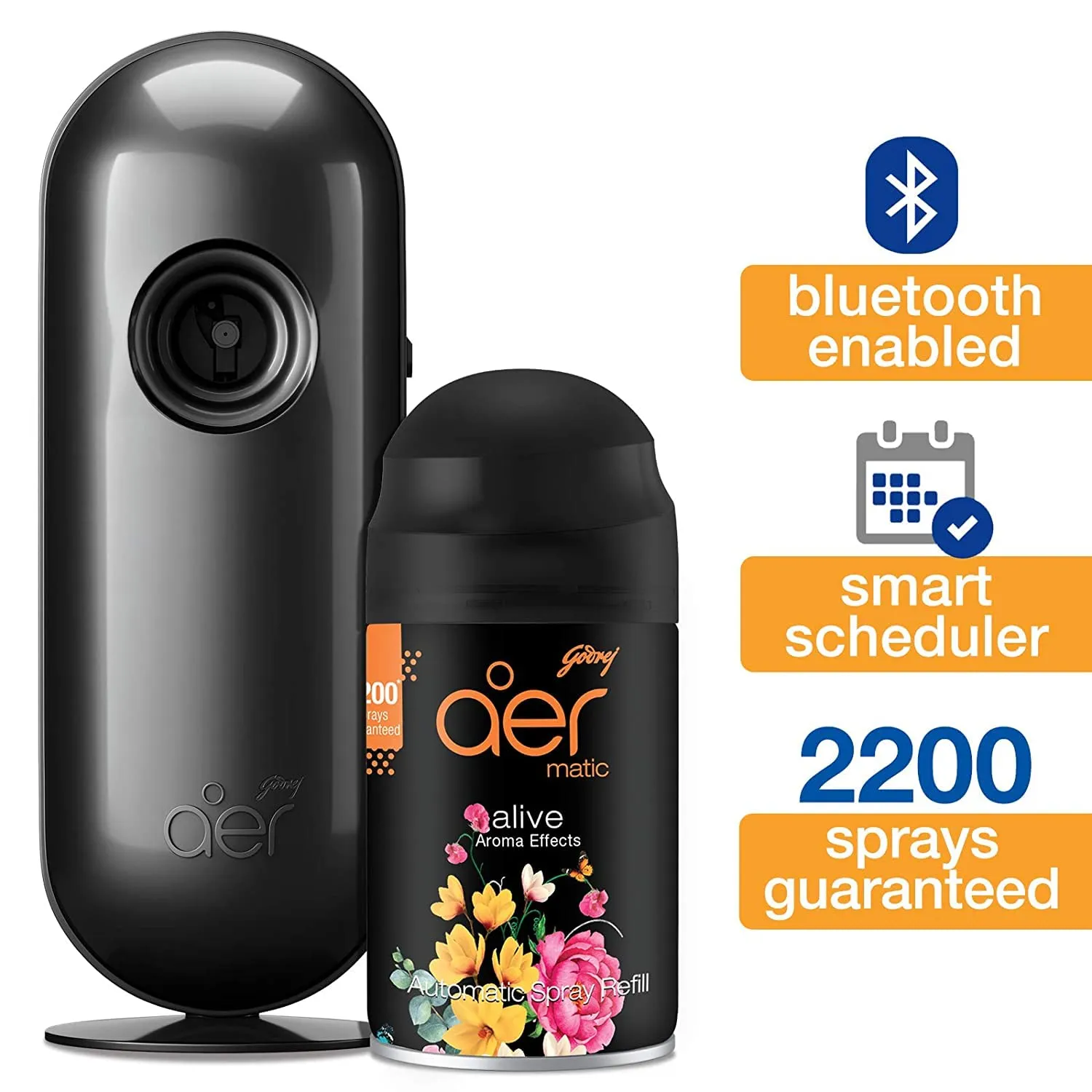 Godrej aer Smart Matic Kit - BLUETOOTH ENABLED Automatic Air Freshener spray| Alive (225ml)