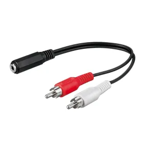 Goobay - (20cm) 3.5mm Stereo RCA Audio Cable Jack Cable Aux-In (50092) - Black