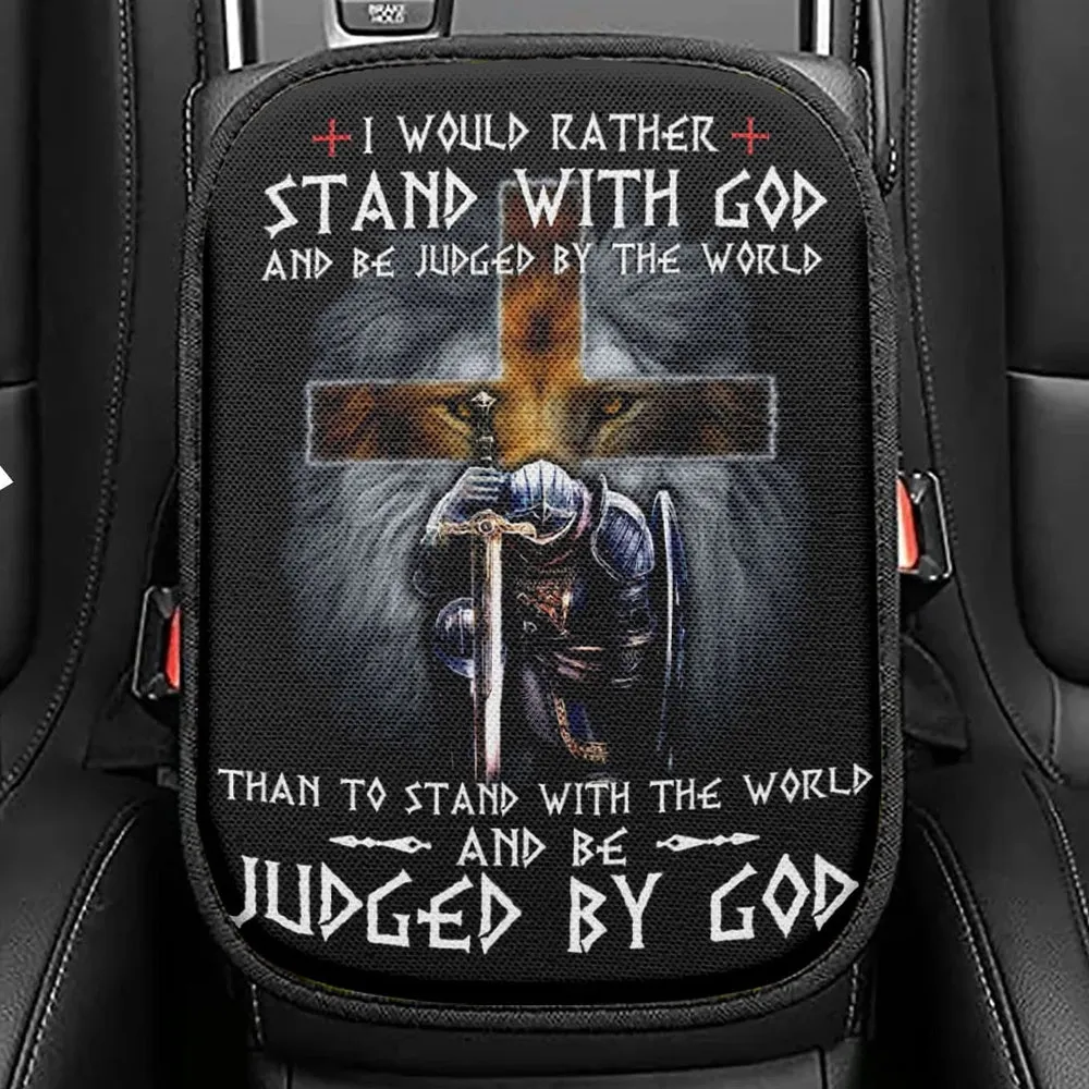 I Would Rather Stand With God Seat Box Cover, Bible Verse Car Center Console Cover, Scripture Interior Car Accessories