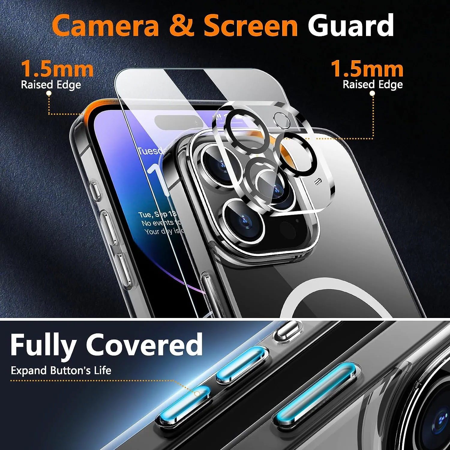 iPhone 15 Pro Max Tempered Glass Screen Protector Case