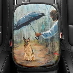 Jesus Covers Umbrella The Dog Custom Seat Box Cover, Personalized Pet Memorial Car Center Console Cover, Pet Memorial Gifts