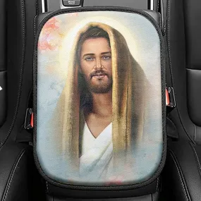 Jesus Portrait Seat Box Cover, Christian Car Center Console Cover, Jesus Interior Car Accessories