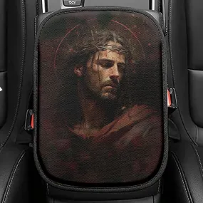 Jesus Portrait Seat Box Cover, Jesus Car Center Console Cover, Christian Interior Car Accessories