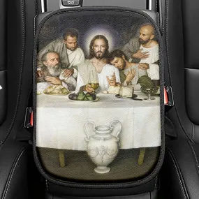 Jesus The Last Supper Seat Box Cover, Jesus Car Center Console Cover, Christian Interior Car Accessories