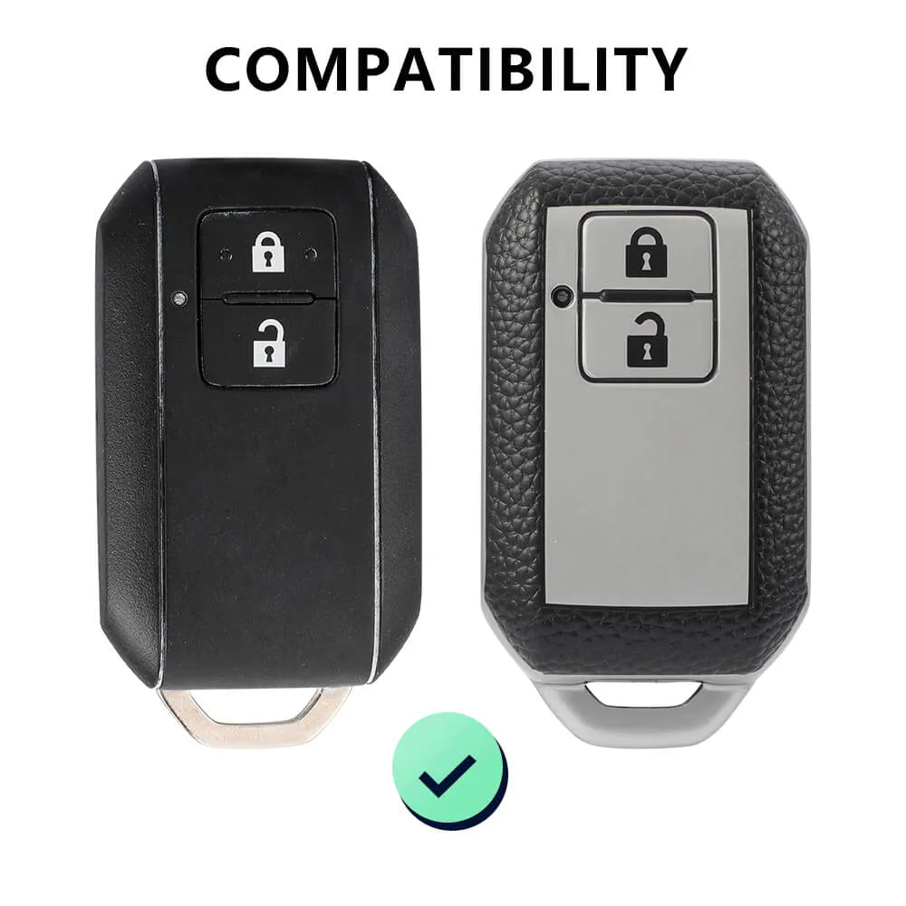 Keyzone Leather TPU Key Cover compatible for Glanza, Urban Cruiser Hyryder, Rumion 2 button smart key (LTPU05)