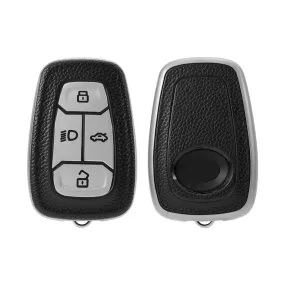 Keyzone Leather TPU Key Cover Compatible for Tata Nexon Harrier Altroz Punch Safari Tigor Smart Key (LTPU08)