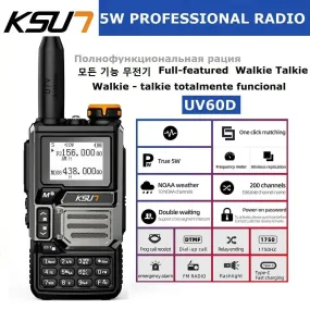 KSUT UV60D Airband Receiver Radio 5 Watt Walkie Talkie Professional Long Range Portable Rechargeable Full Band Ham Radio NOAA