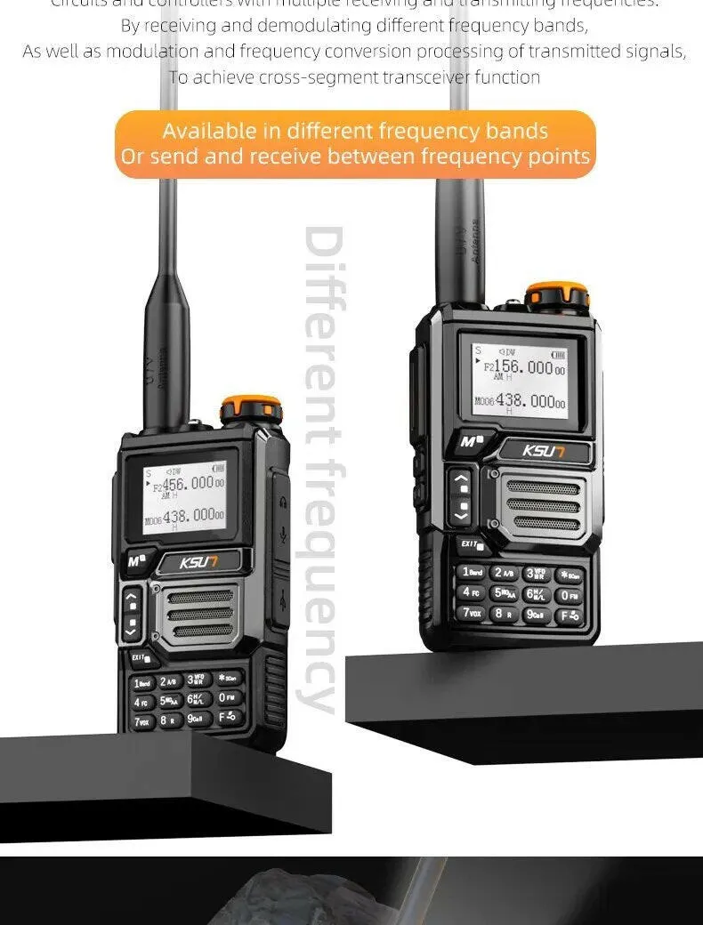 KSUT UV60D Airband Receiver Radio 5 Watt Walkie Talkie Professional Long Range Portable Rechargeable Full Band Ham Radio NOAA