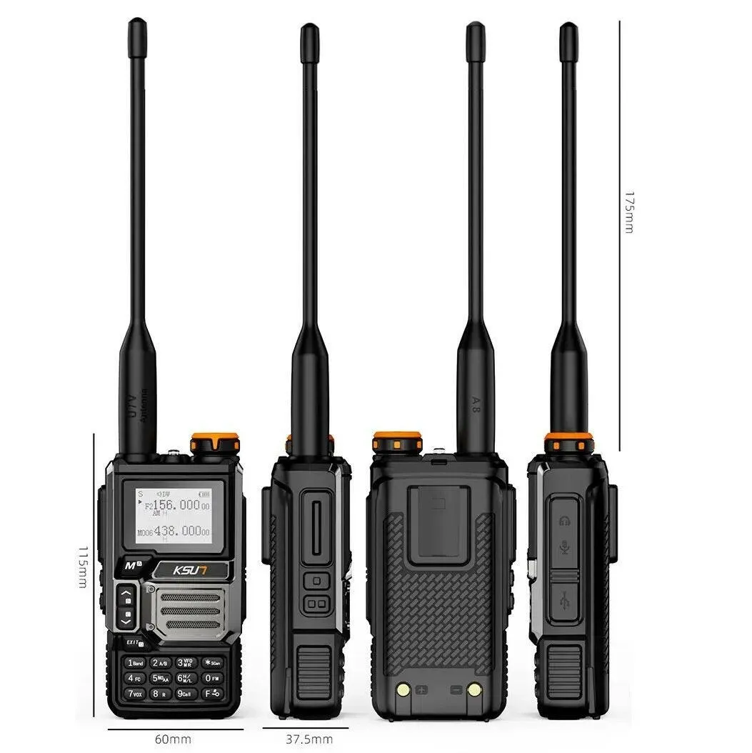 KSUT UV60D Airband Receiver Radio 5 Watt Walkie Talkie Professional Long Range Portable Rechargeable Full Band Ham Radio NOAA