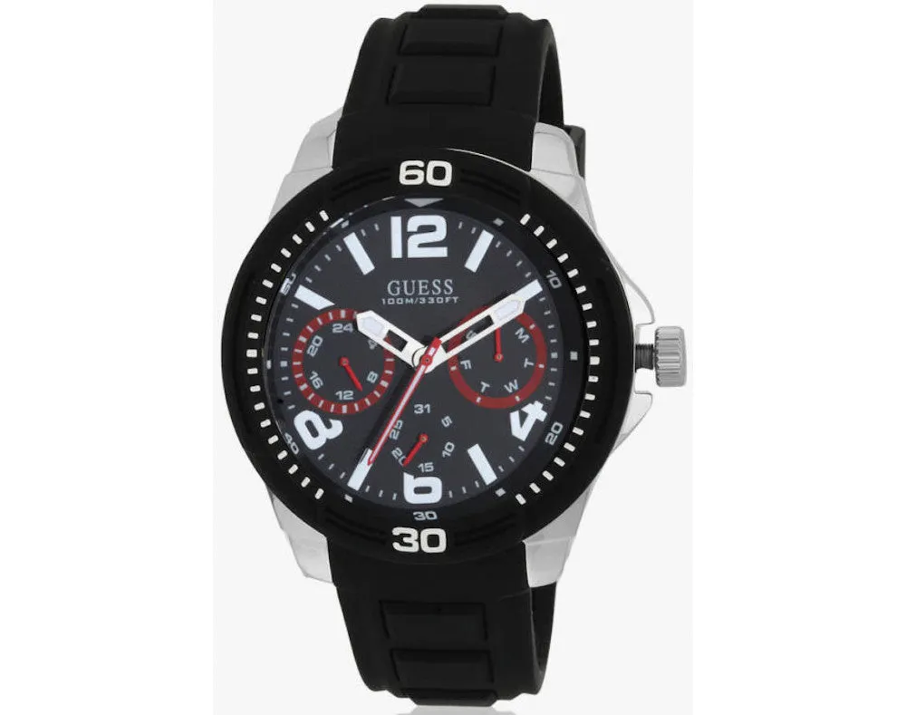 Mens Guess Watch W0967G1 Stylish Silicone Band Reloj para Hombre Analog