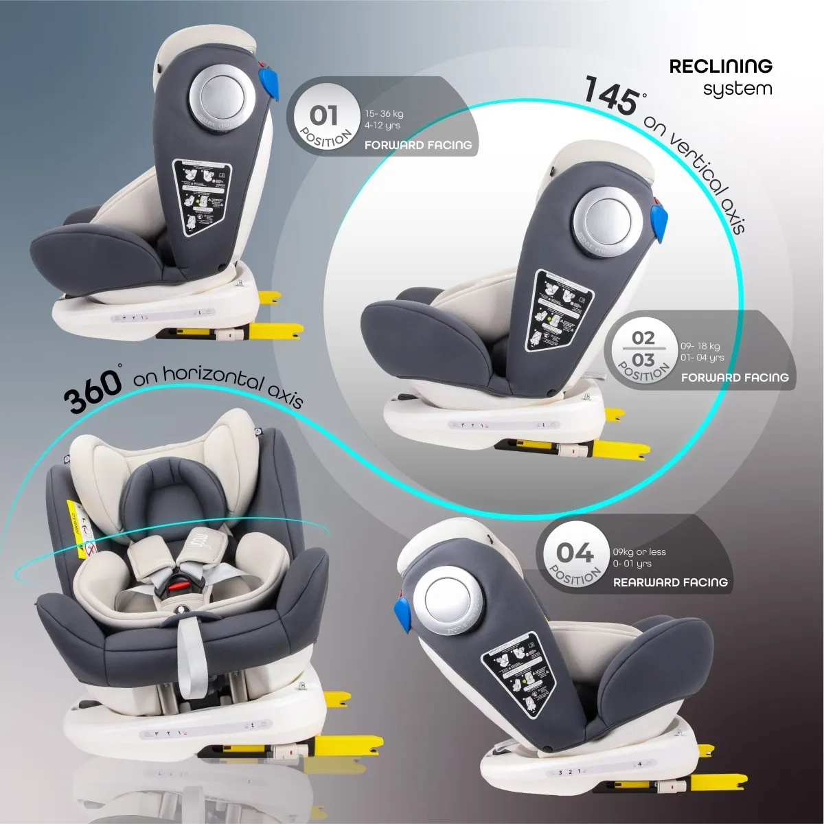 Moon Gyro Car Seat Grey