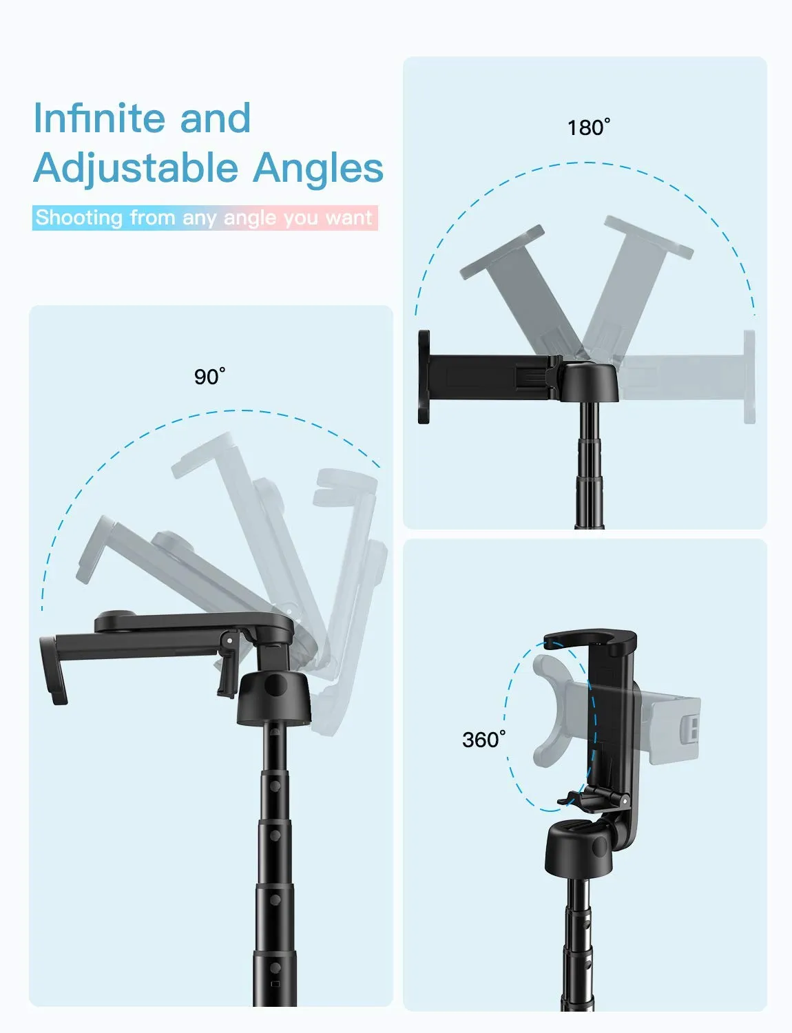 Mpow PA197A Selfie Stick Tripod with 360° Rotation, Bluetooth Remote Control