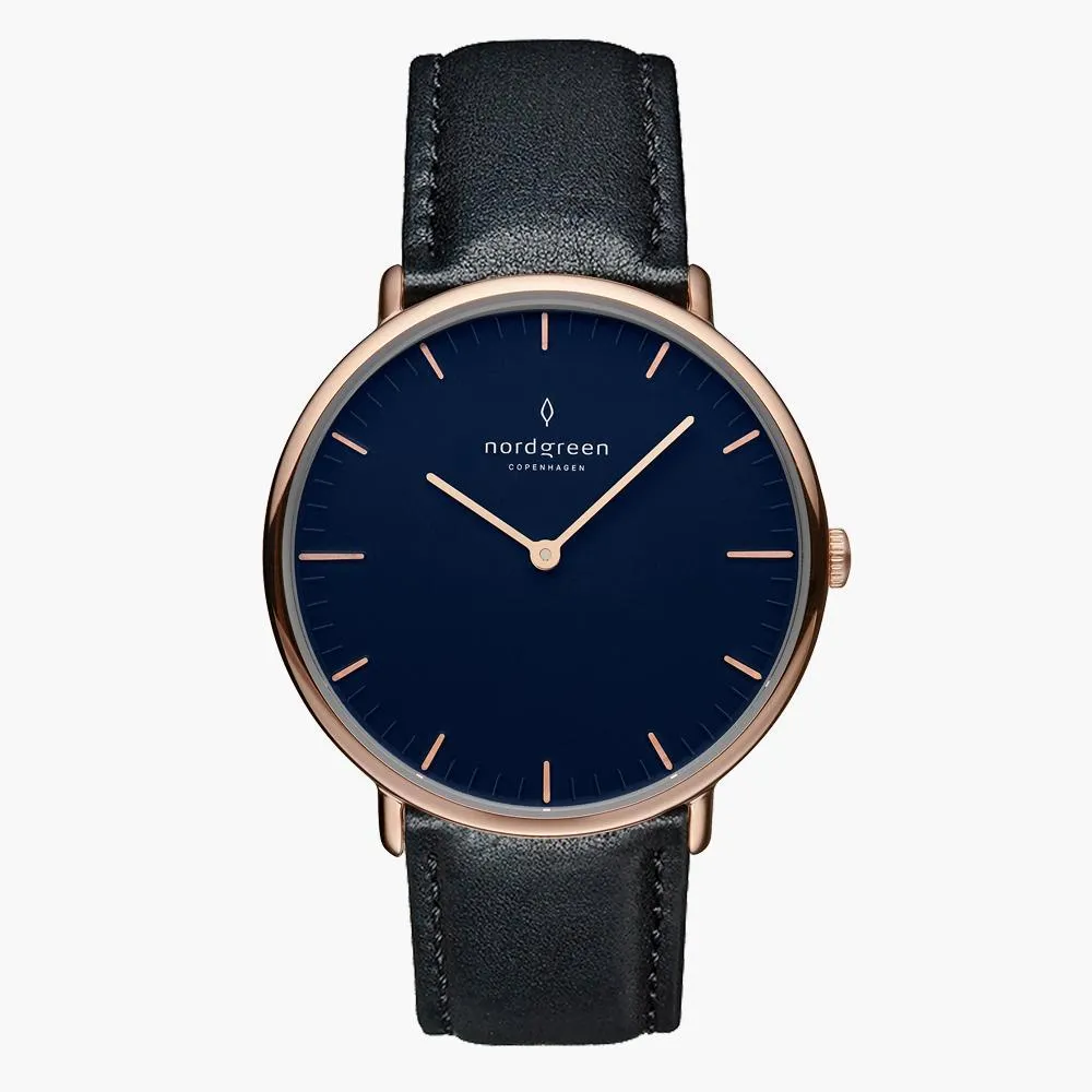 Native | Navy Dial - Black Leather