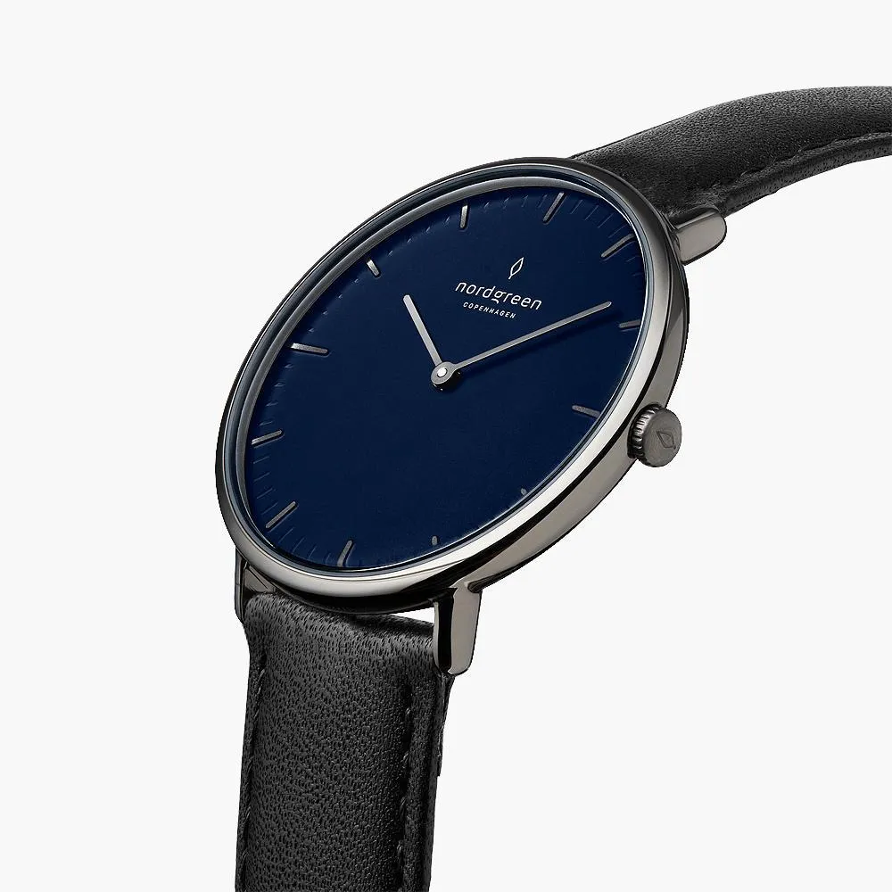 Native | Navy Dial - Black Leather