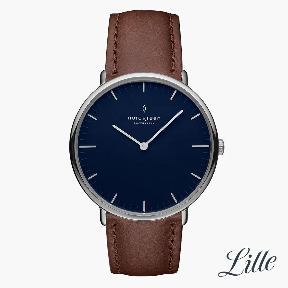 Native | Navy Dial - Dark Brown Leather