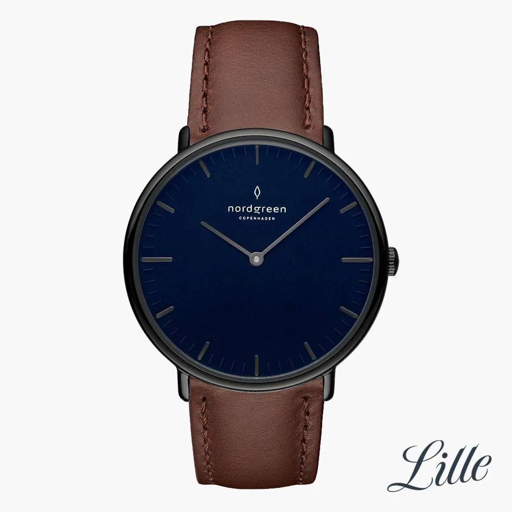 Native | Navy Dial - Dark Brown Leather