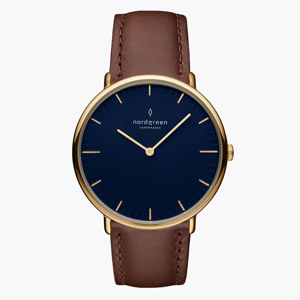 Native | Navy Dial - Dark Brown Leather