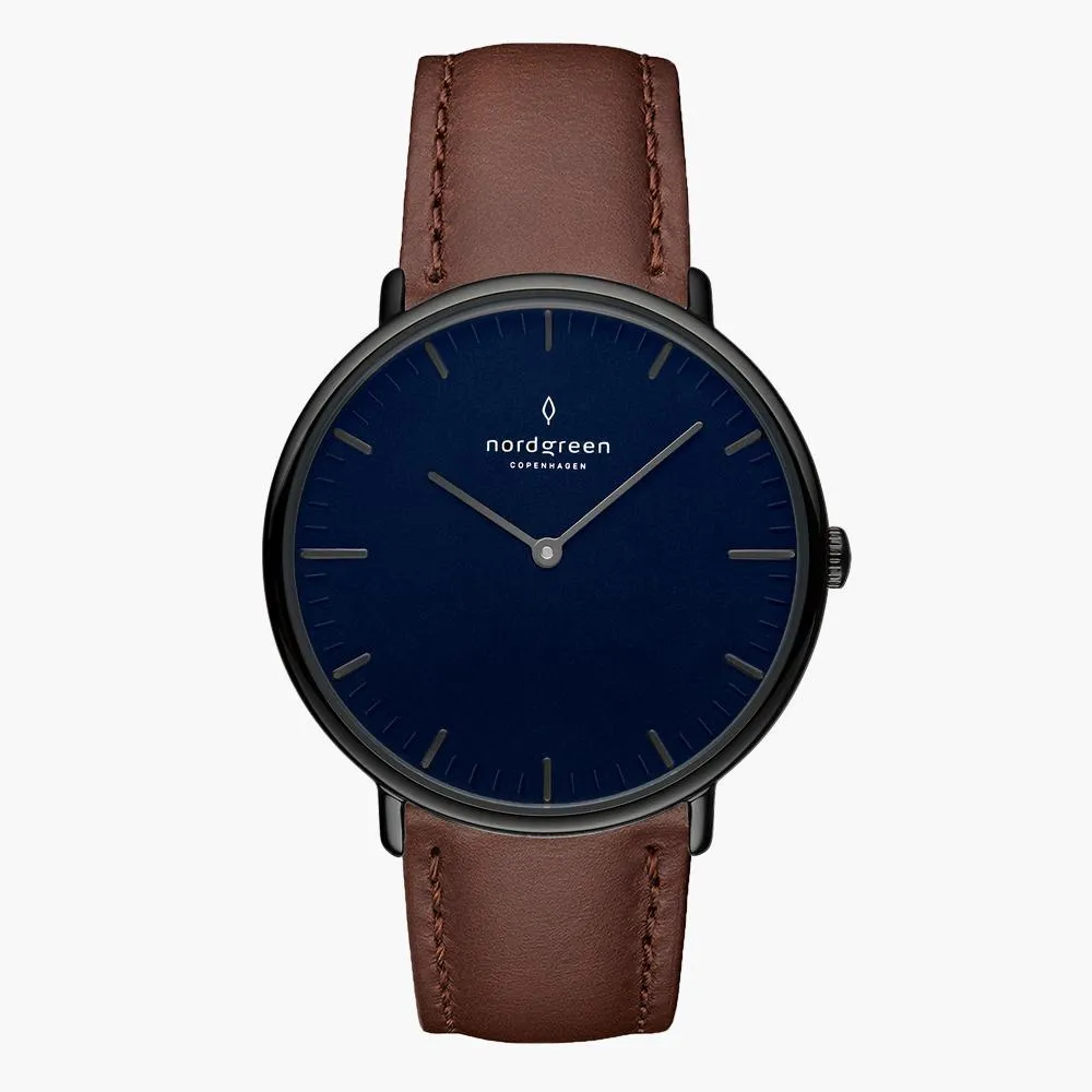 Native | Navy Dial - Dark Brown Leather