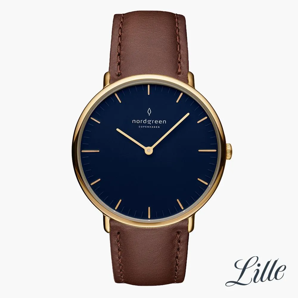 Native | Navy Dial - Dark Brown Leather