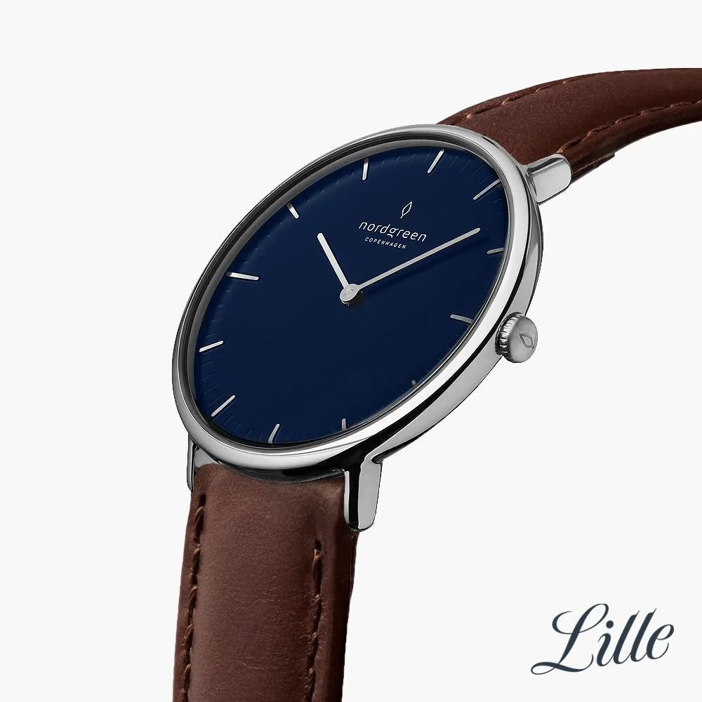 Native | Navy Dial - Dark Brown Leather