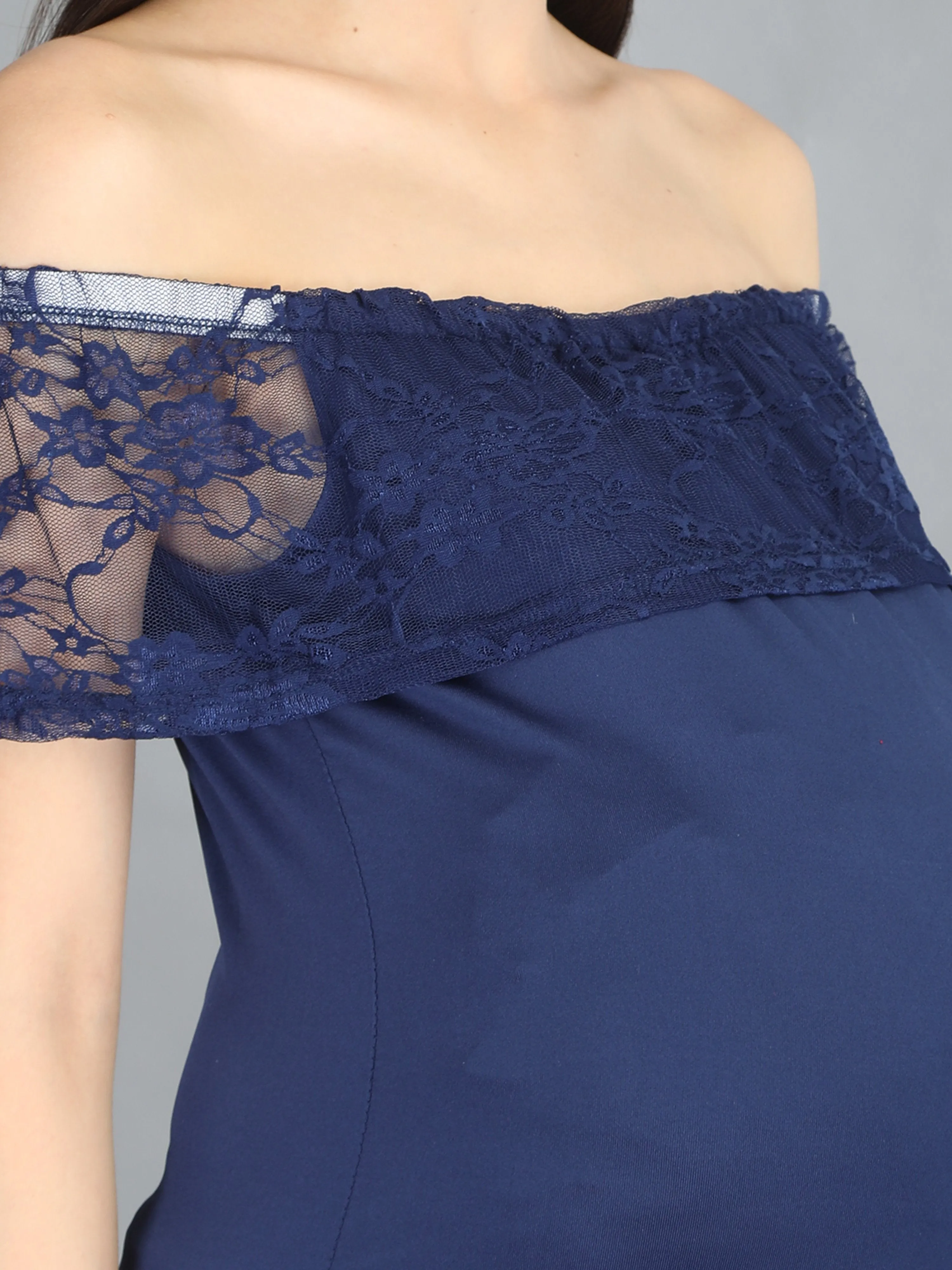 Navy Blue Lace Maternity Dress