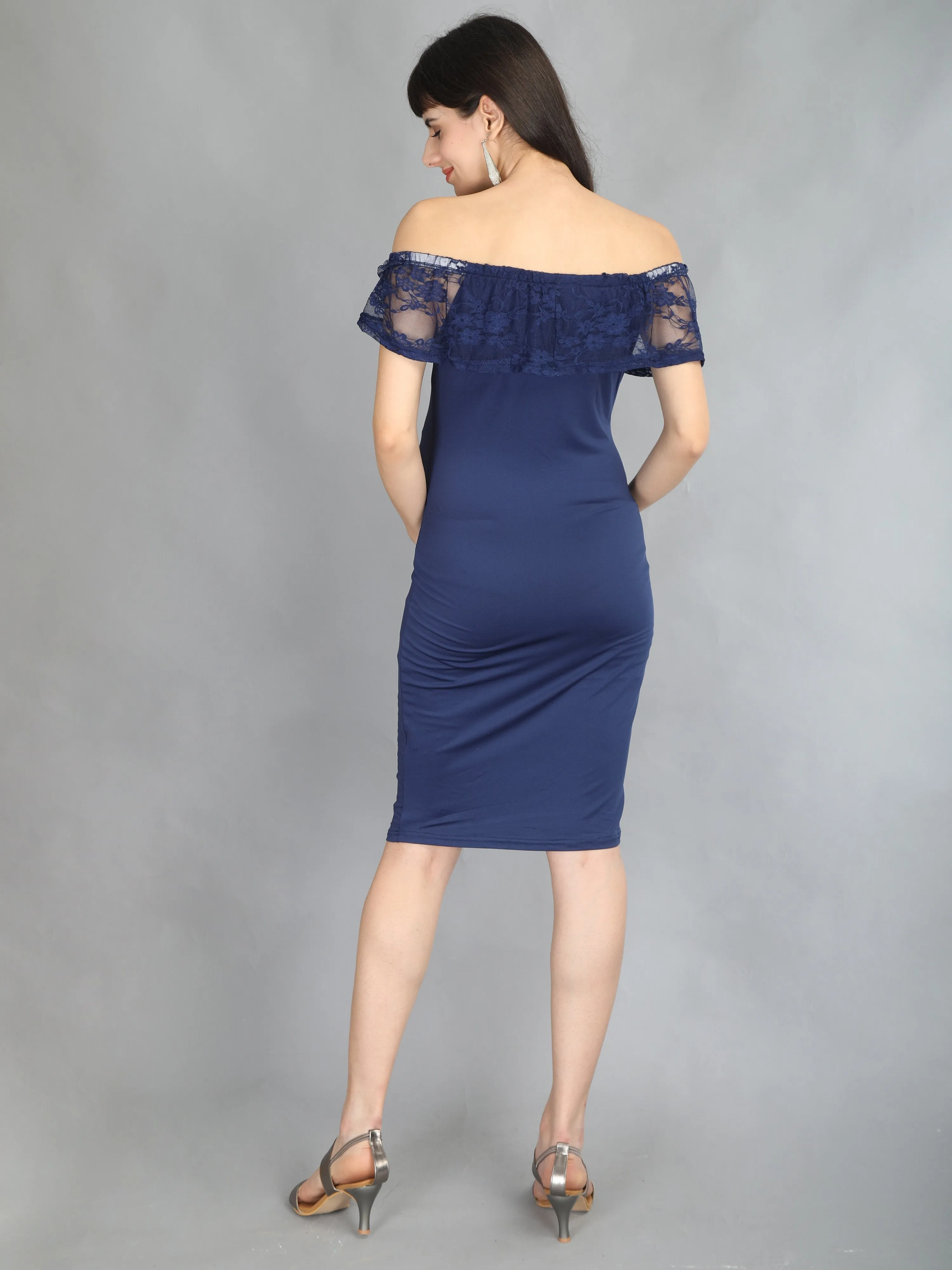 Navy Blue Lace Maternity Dress