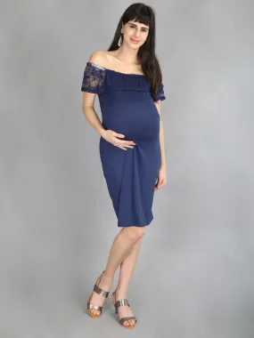 Navy Blue Lace Maternity Dress