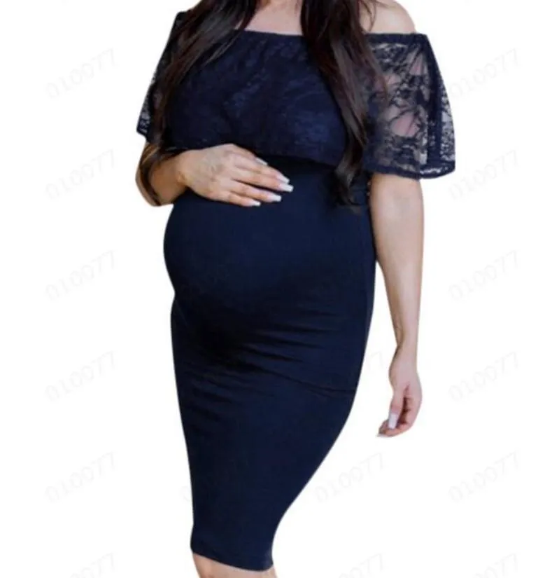 Navy Blue Lace Maternity Dress