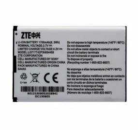 OEM ZTE LI3717T42P3H654458 1750 mAh Replacement Battery for ZTE Hotspot 890L