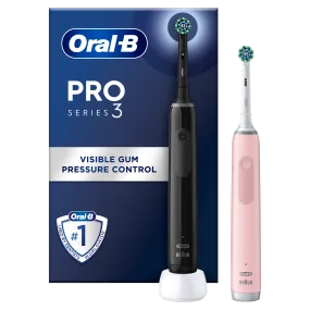 Oral B Pro 3 3900 Black & Pink Duo Toothbrush Set