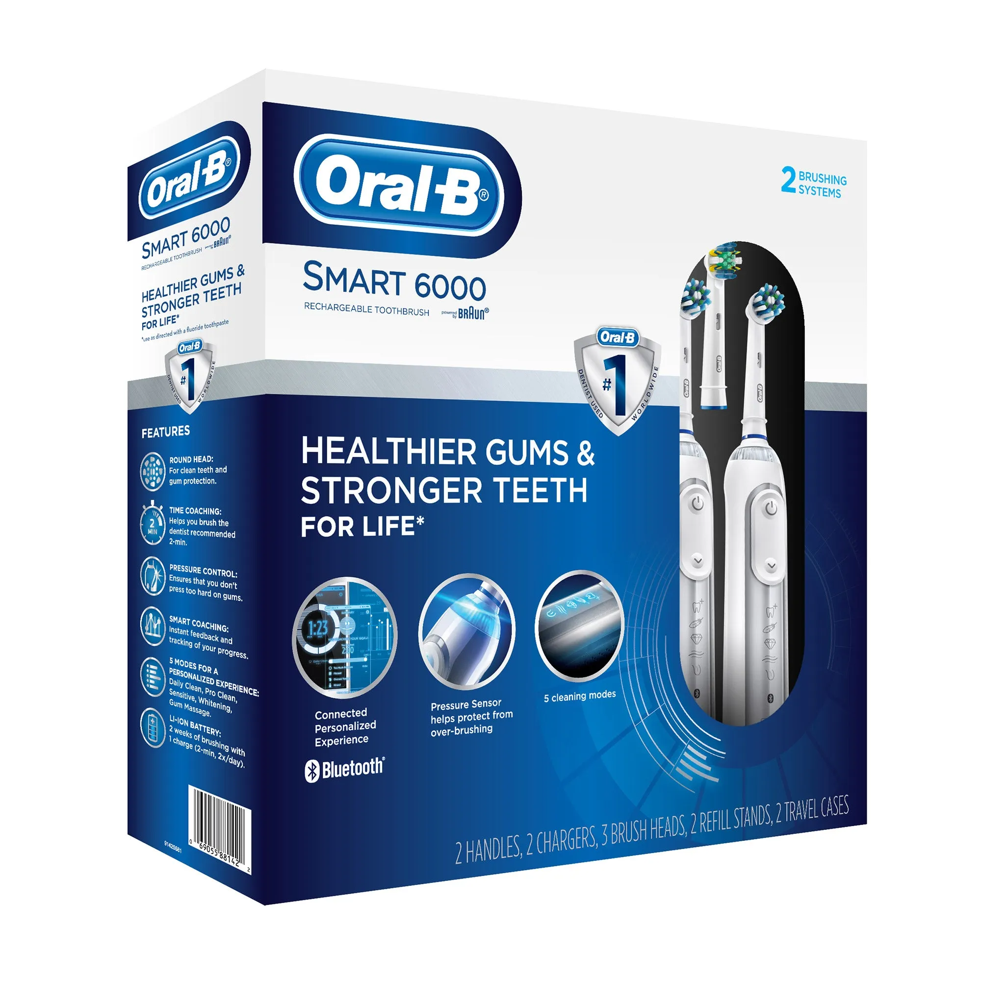 Oral-B Smart 6000 Toothbrush, 2-packOral-B Smart 6000牙刷，2件装