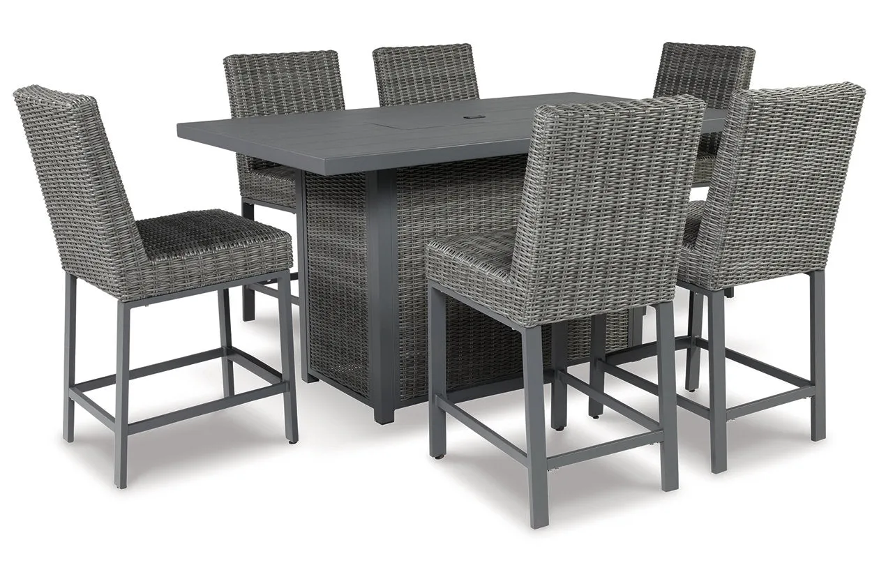 Palazzo Gray Outdoor Counter Height Dining Table with 6 Barstools