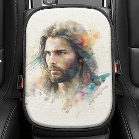 Portrait Of Jesus Christ Seat Box Cover, Jesus Car Center Console Cover, Christian Interior Car Accessories