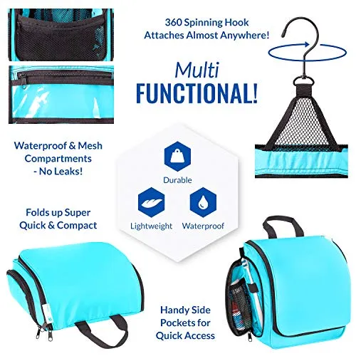 Premium Travel Hanging Toiletry Bag for Men and Women, Blue