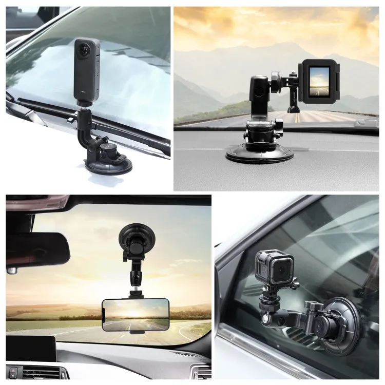 PULUZ Car Suction Cup Mount with Phone Clamp / Screw / Tripod Adapter