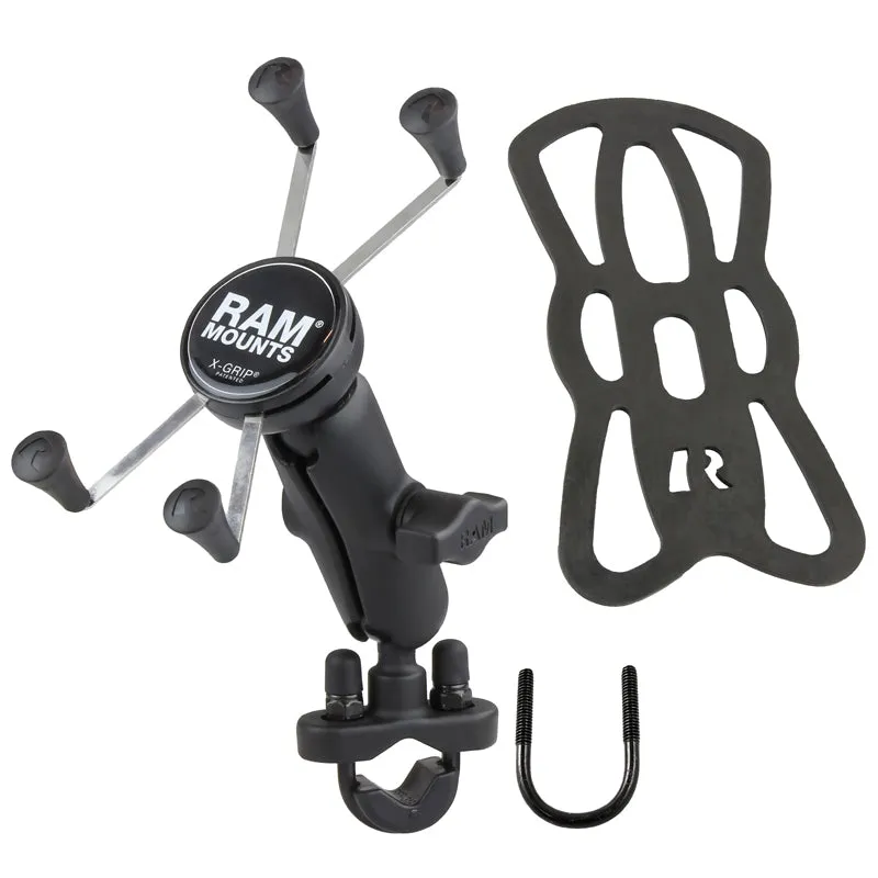 RAM Mounts Kit: Handlebar Rail Mount with U-Bolt Base   Large X-Grip Phone Cradle