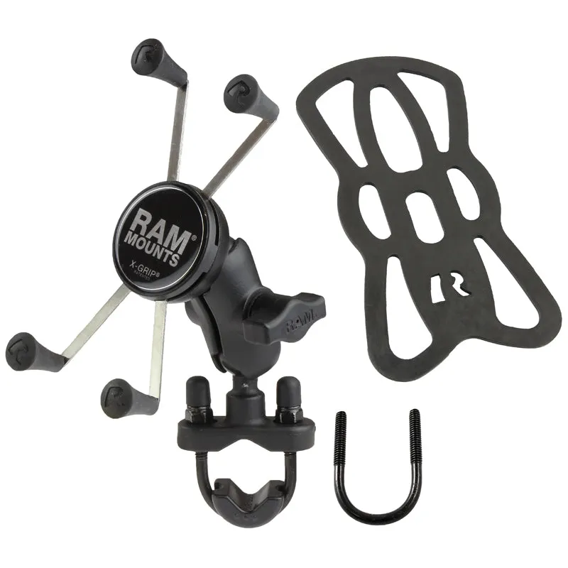 RAM Mounts Kit: Handlebar Rail Mount with U-Bolt Base   Large X-Grip Phone Cradle