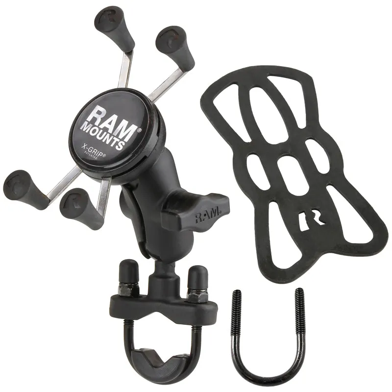 RAM Mounts Kit: Handlebar Rail Mount with U-Bolt Base   Standard X-Grip Phone Cradle