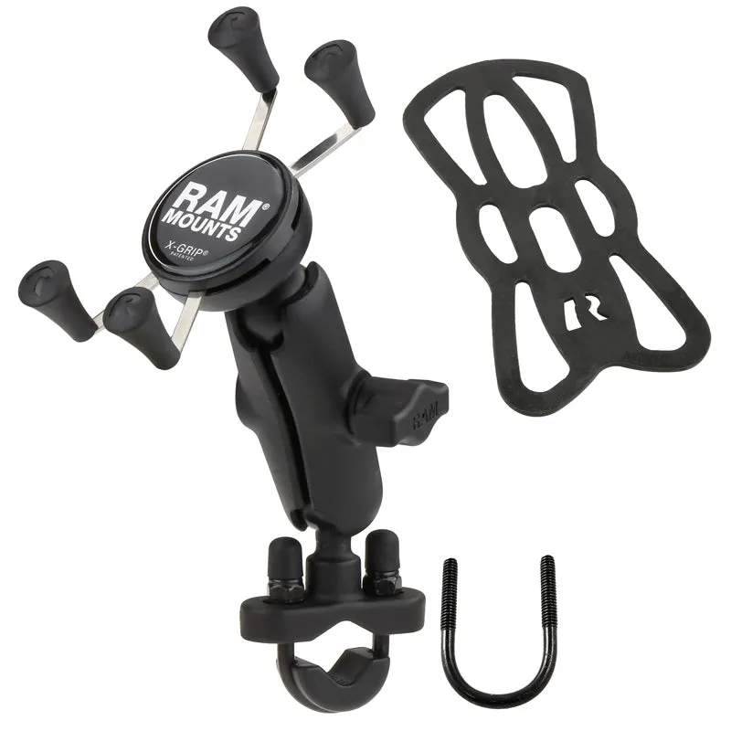 RAM Mounts Kit: Handlebar Rail Mount with U-Bolt Base   Standard X-Grip Phone Cradle