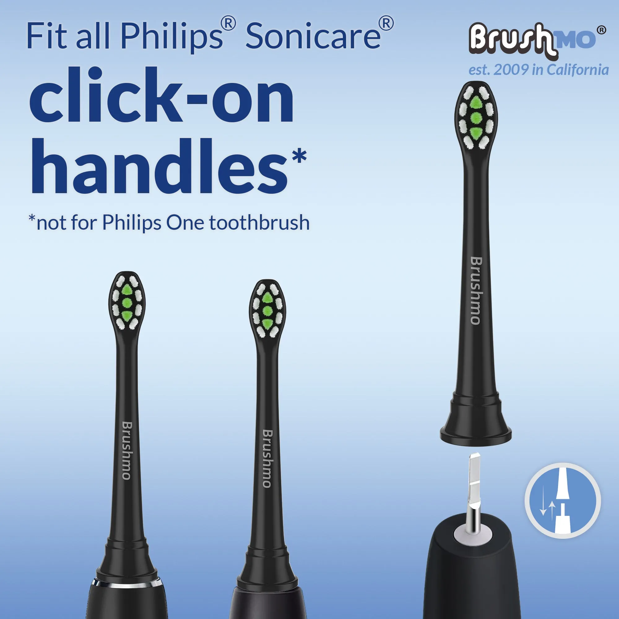 Replacement toothbrush heads for Philips Sonicare DiamondClean HX6072, Black, 8 pack compact